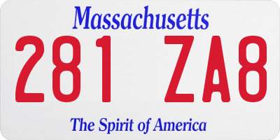 MA license plate 281ZA8