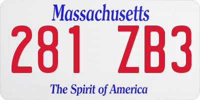 MA license plate 281ZB3