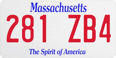 MA license plate 281ZB4