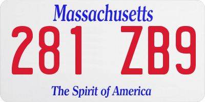 MA license plate 281ZB9