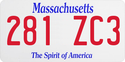 MA license plate 281ZC3
