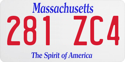 MA license plate 281ZC4