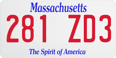 MA license plate 281ZD3