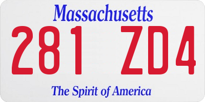 MA license plate 281ZD4