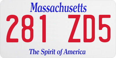 MA license plate 281ZD5