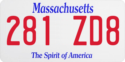 MA license plate 281ZD8