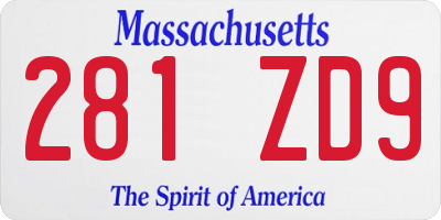 MA license plate 281ZD9