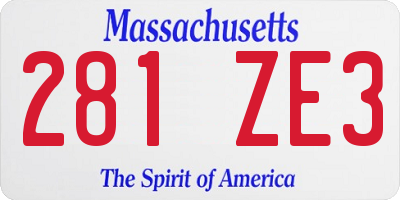 MA license plate 281ZE3