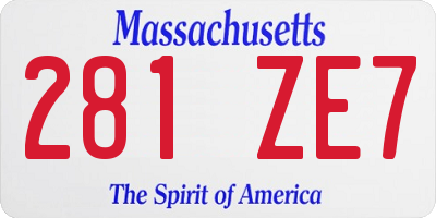 MA license plate 281ZE7