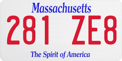 MA license plate 281ZE8