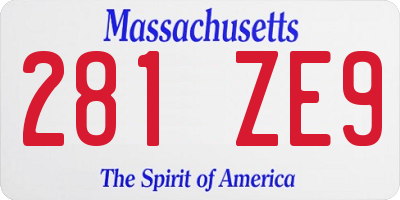 MA license plate 281ZE9