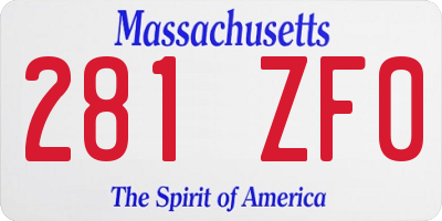 MA license plate 281ZF0