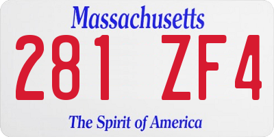 MA license plate 281ZF4