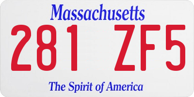 MA license plate 281ZF5