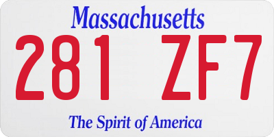 MA license plate 281ZF7