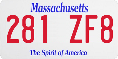 MA license plate 281ZF8