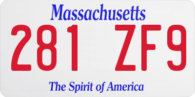 MA license plate 281ZF9