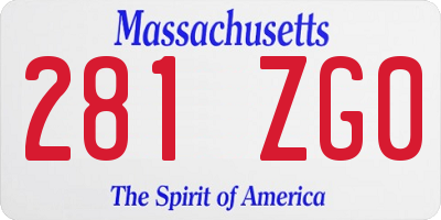 MA license plate 281ZG0