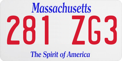 MA license plate 281ZG3