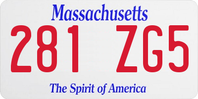 MA license plate 281ZG5