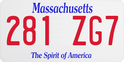 MA license plate 281ZG7