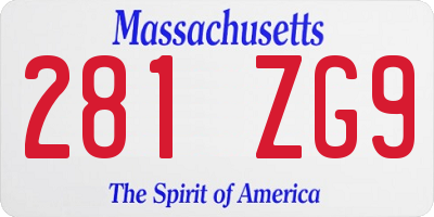 MA license plate 281ZG9
