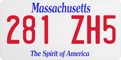 MA license plate 281ZH5