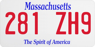 MA license plate 281ZH9