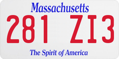 MA license plate 281ZI3