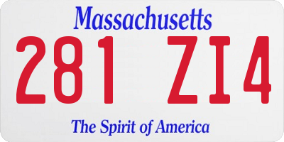 MA license plate 281ZI4