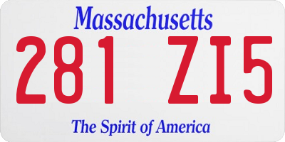 MA license plate 281ZI5