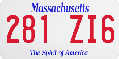 MA license plate 281ZI6