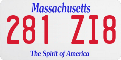 MA license plate 281ZI8