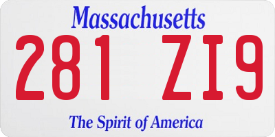 MA license plate 281ZI9