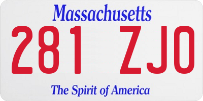 MA license plate 281ZJ0