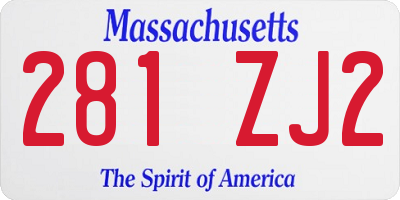 MA license plate 281ZJ2