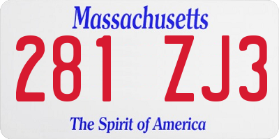 MA license plate 281ZJ3
