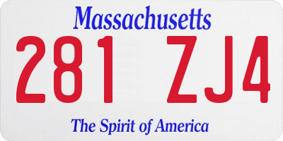 MA license plate 281ZJ4