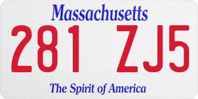 MA license plate 281ZJ5