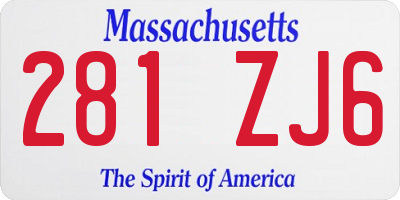 MA license plate 281ZJ6