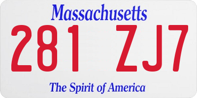 MA license plate 281ZJ7