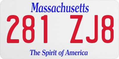 MA license plate 281ZJ8