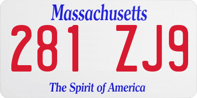 MA license plate 281ZJ9