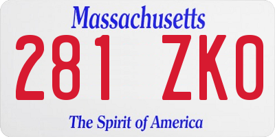 MA license plate 281ZK0