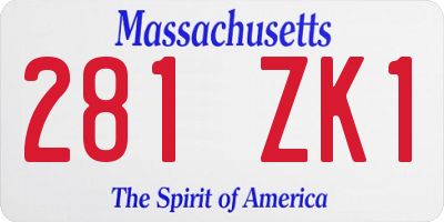 MA license plate 281ZK1