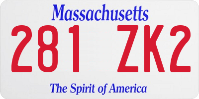 MA license plate 281ZK2