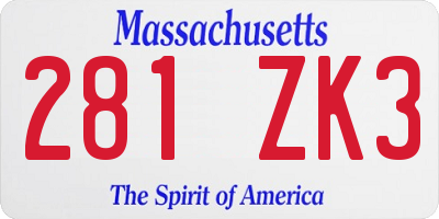 MA license plate 281ZK3