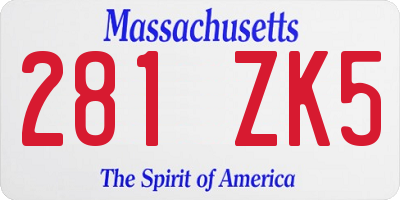 MA license plate 281ZK5