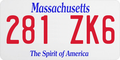 MA license plate 281ZK6