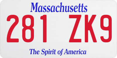 MA license plate 281ZK9